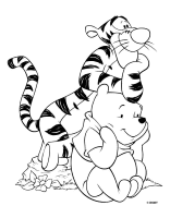 A coloring page of winnie the pooh - group